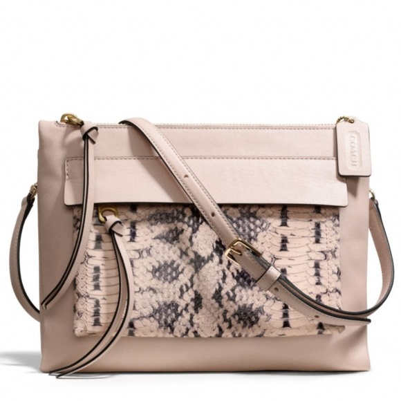Coach Handbags - NWT COACH Crossbody Pink & Python Embossed Leather